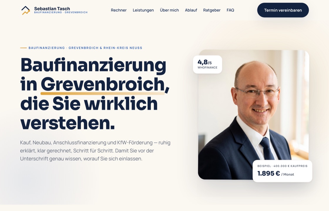 Von der Erste Wahl Webagentur gebaute Website: sebastian-tasch.de